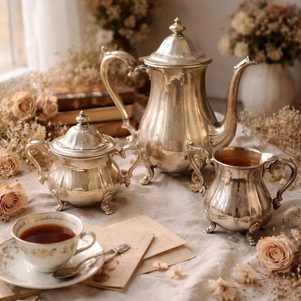 Antique Silverplate Tea Coffee Set Chippendale International Silver Co‎ Sugar &